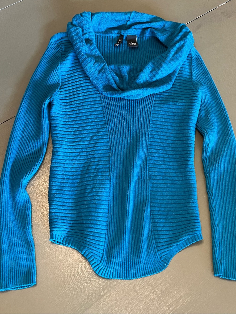 new directions Ribbed Cowl Neck Sweater petite medium - Teal